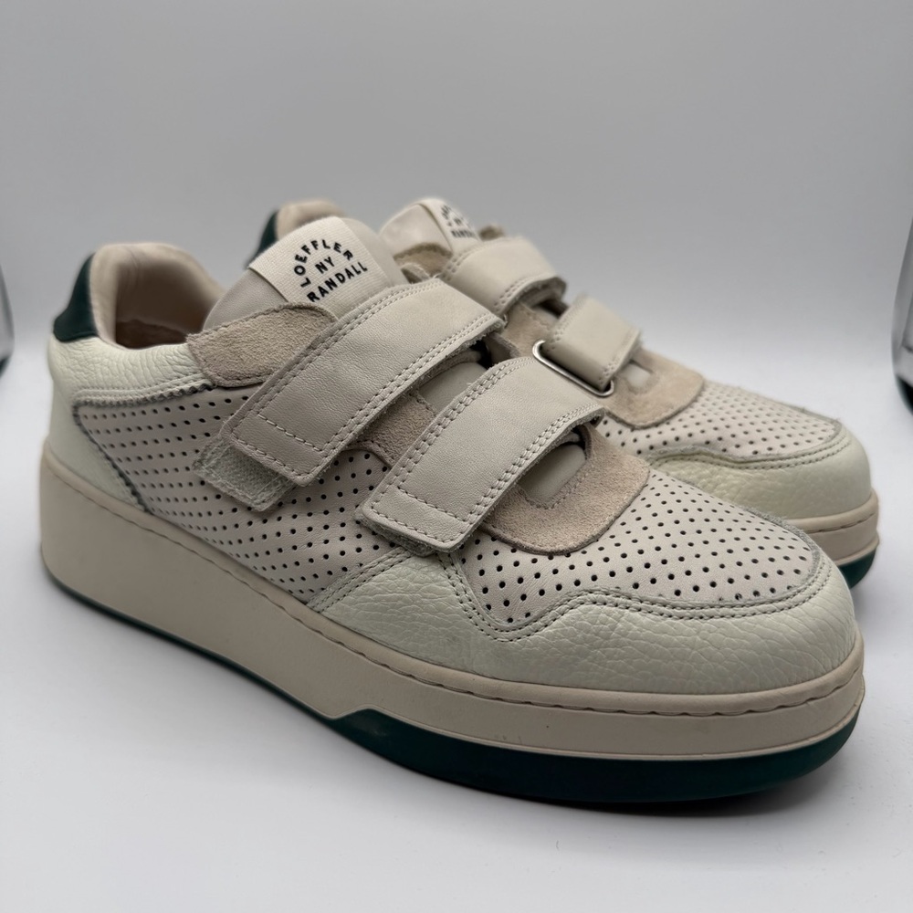 Loeffler Randall Cameron Sneakers Womens 7.5 Cream Green Leather Strap